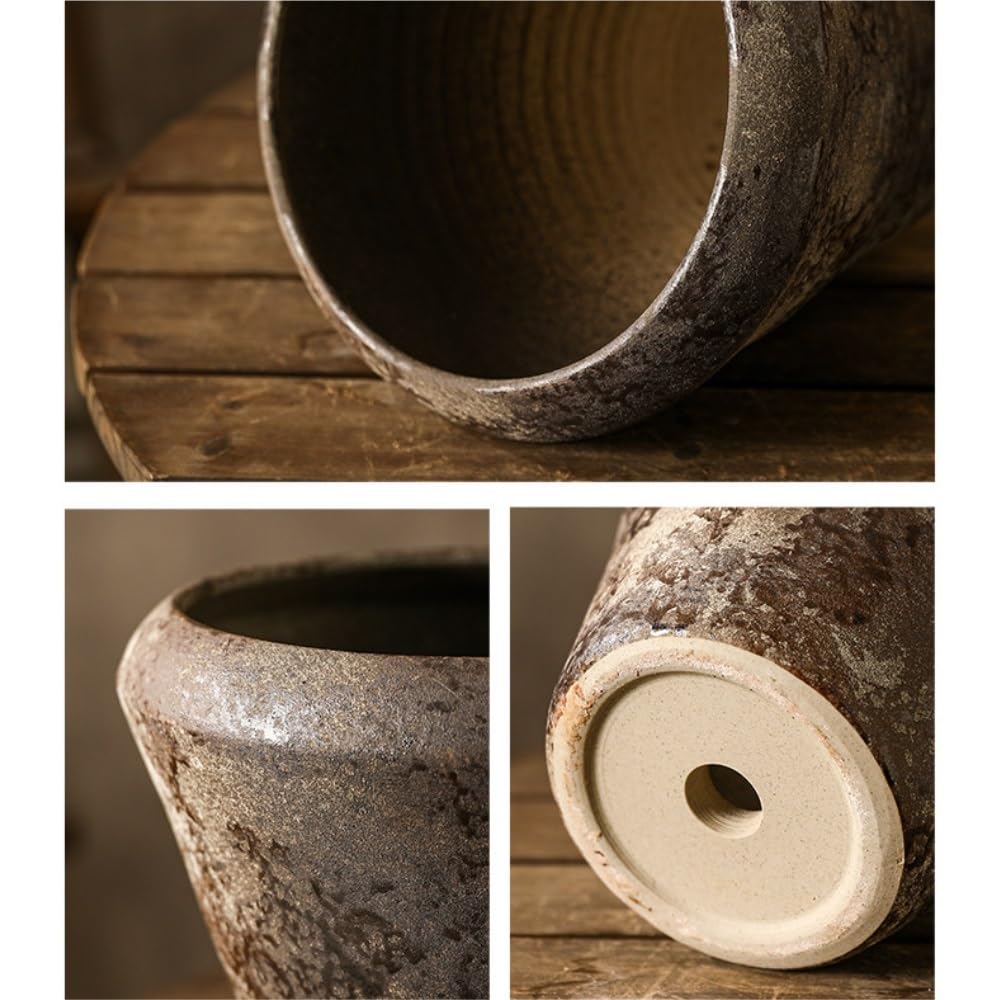 Vaso for piante in ceramica da fattoria, fioriera for interni ed esterni con foro di drenaggio, ornamento for vaso fiori texture