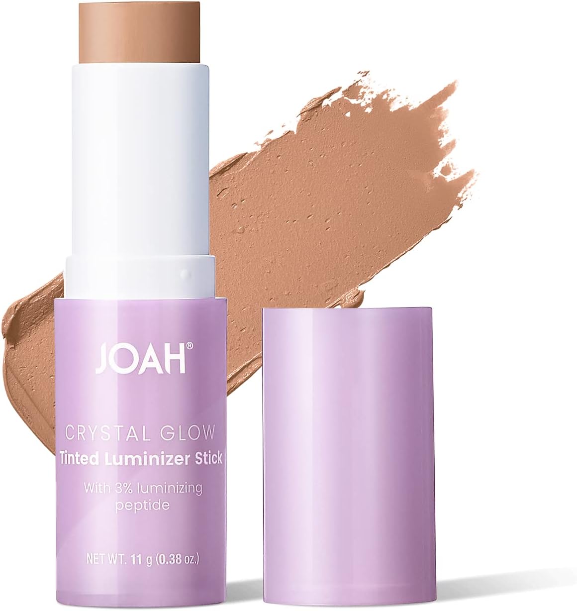 Crystal Glow Tinted Luminizer Stick, Multitasking Korean Makeup Highlighter and Bronzer Stick, Customizable Formula for a Natural Glow, Peptide Infused, Medium with Warm Undertones