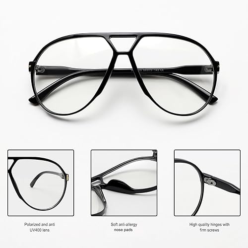 Miniatura 8 de Lentes de sol estilo aviador retro para mujeres y hombres, de gran tamaño, clásicos de los años 70, vintage, a la moda, sin enredos, cuadrados, de