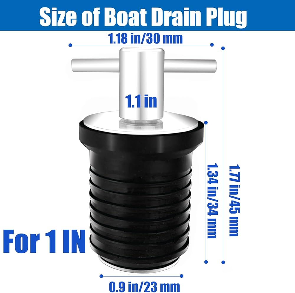 Qiilu Brass Rubber Snap Tight Boat Drain Plug Marine Boat Accessories for  1-1 / 4in Holes, Marine Drain Plug,Boat Drain Plug