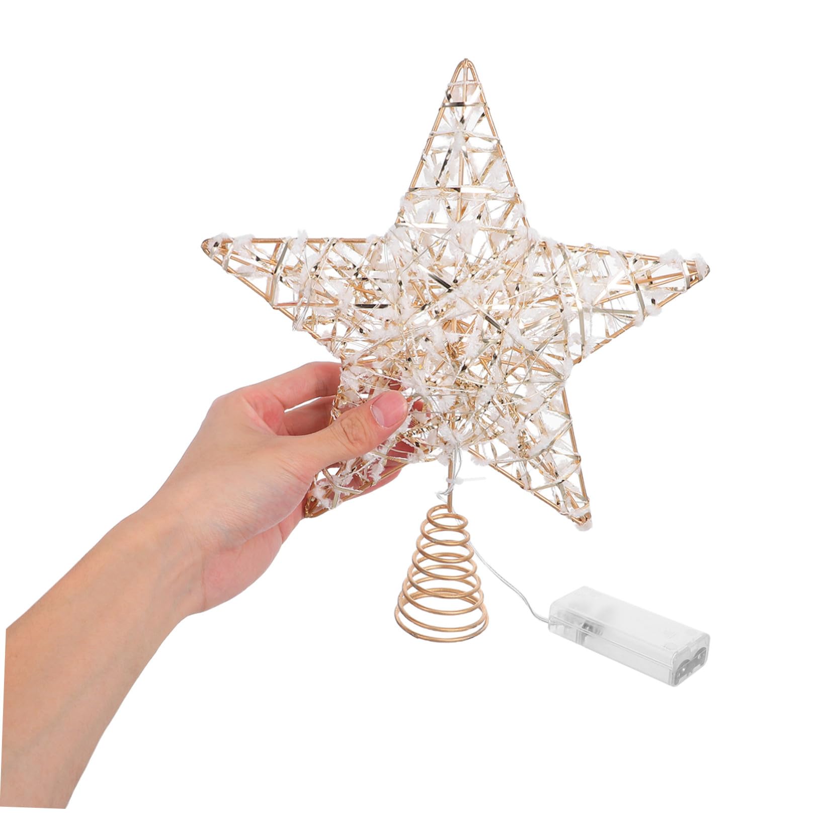 TOPBATHY Punta per Albero Stella con Luci LED in Metallo Ornamenti per Cima Albero di Natale Luminosi per Decorazioni Natalizie