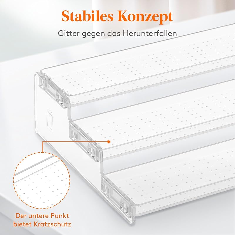 Lifewit Átlátszó 3-szintes Műanyag Polc Szett - 2 db Fűszertartó Állvány Konyhába, Fürdőbe - Sütemény, Cupcake, Italok Tárolására - Rakásolh