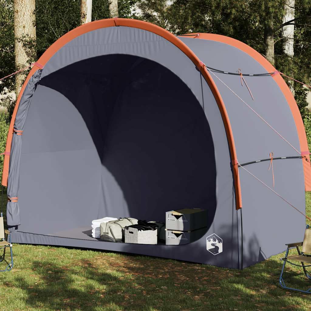 Tienda de campaña impermeable gris y naranja para camping, tienda de campaña con espacio de almacenamiento, accesorios para excursiones familiares, tienda de campaña de poliéster impermeable con