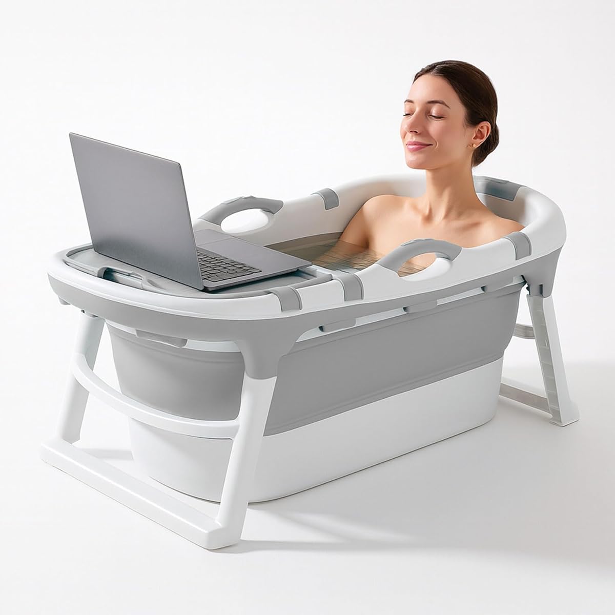 FLINQ Foldable Bathtub for Adults - 121 x 63 x 54 cm - Folding Mobile Bathtub - Also Suitable for Children - Grey : Amazon.de: Everything Else