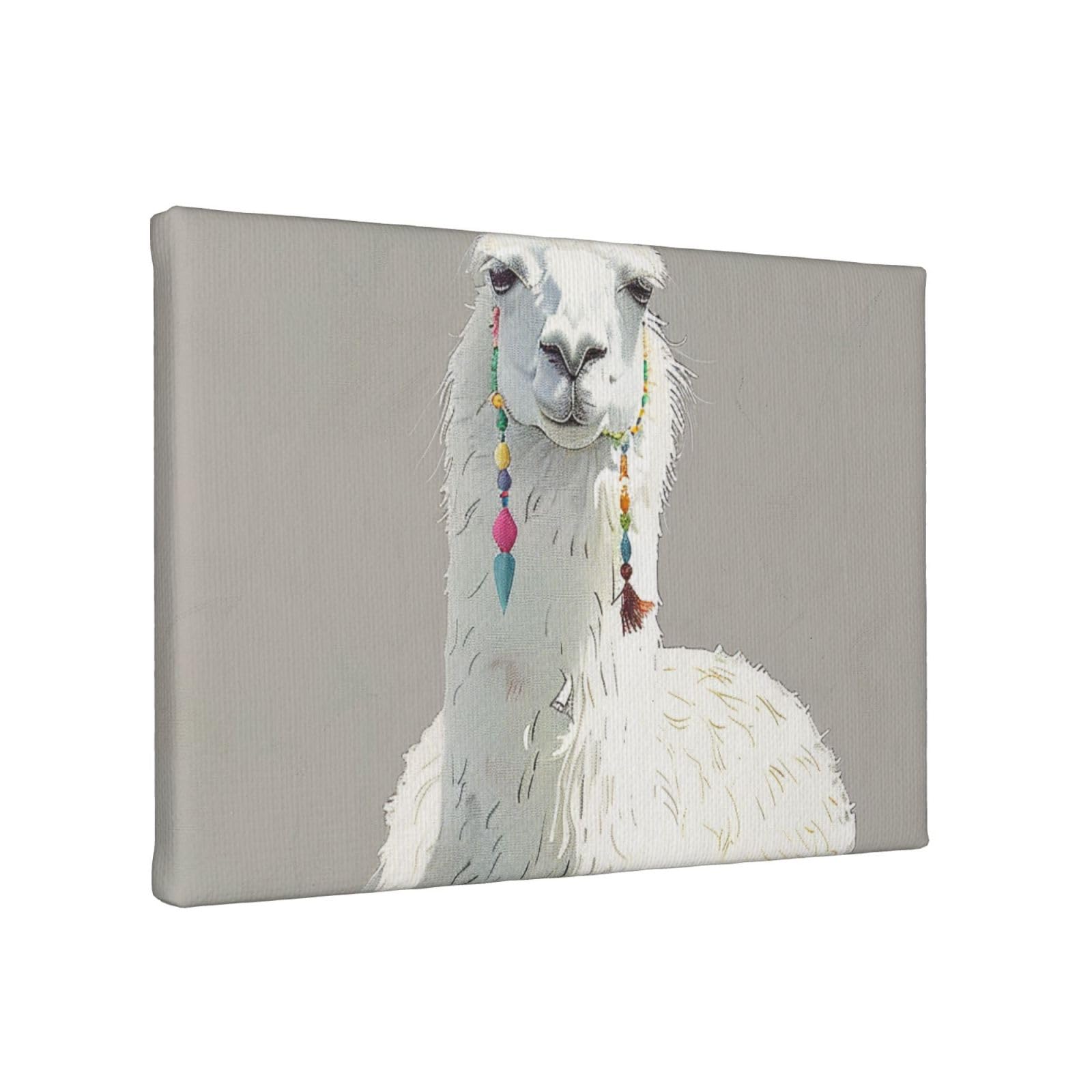 YKLJG Llama print Printed Wall Art Canvas Painting 30x20 CM Wooden Framed Picture Painting Artwork Prints for Bedroom Kitchen Home Office Decor