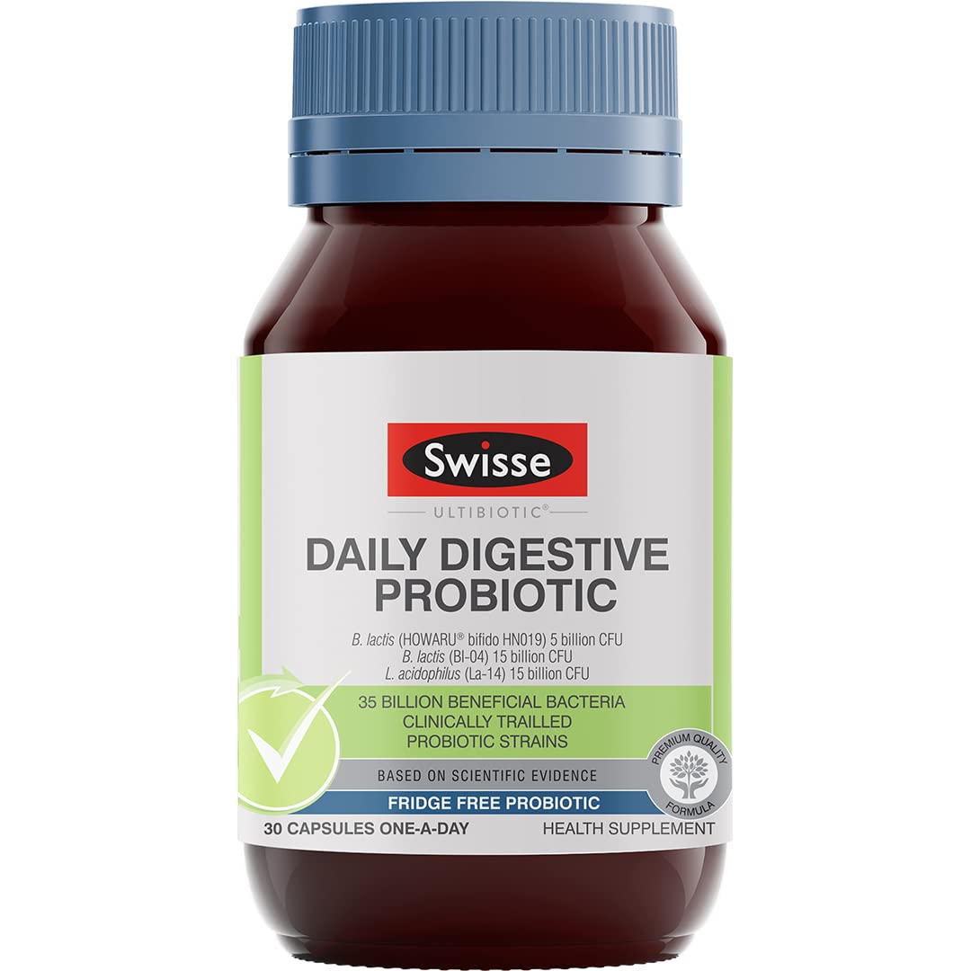 SWISSE Ultibiotic Digestive Probiotic Supplement | For Immunity and Digestive Health, Gut Health | 30 Capsules