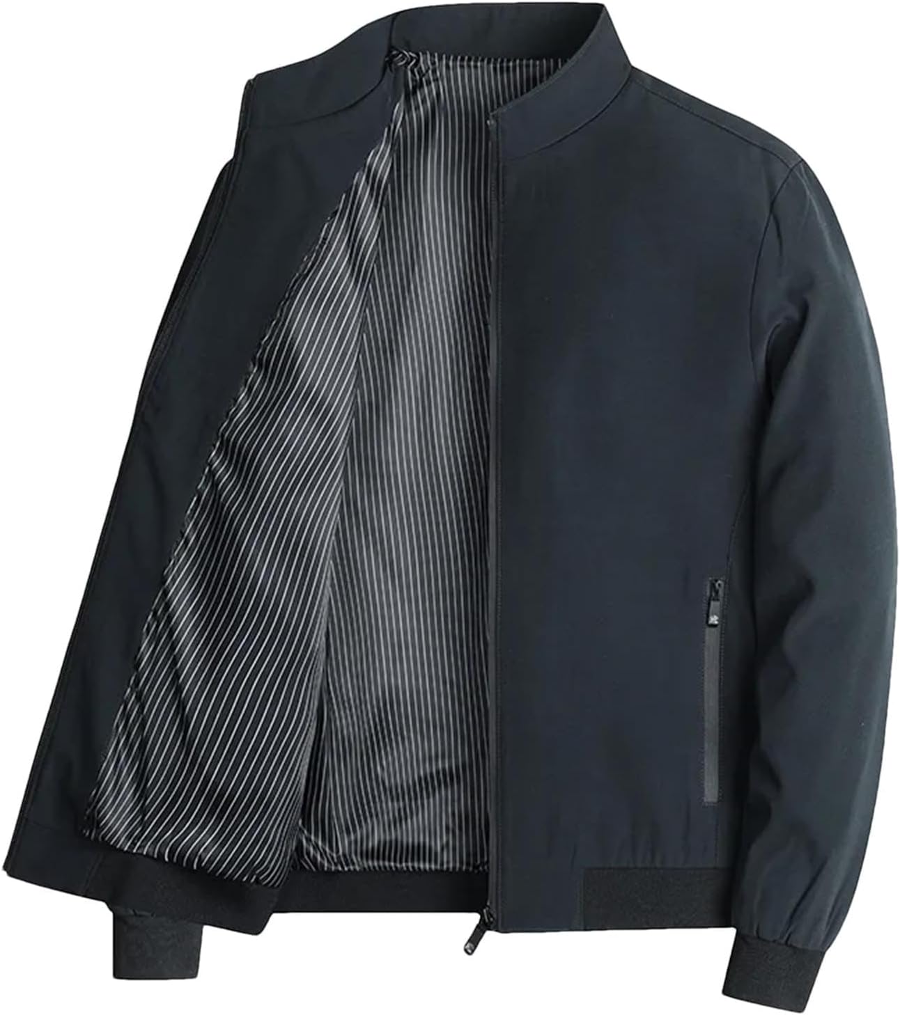 liyun jacket Men's Standing Collar Zipper Casual Jacket, Lightweight Business Casual Windbreaker Coat With Pocket
