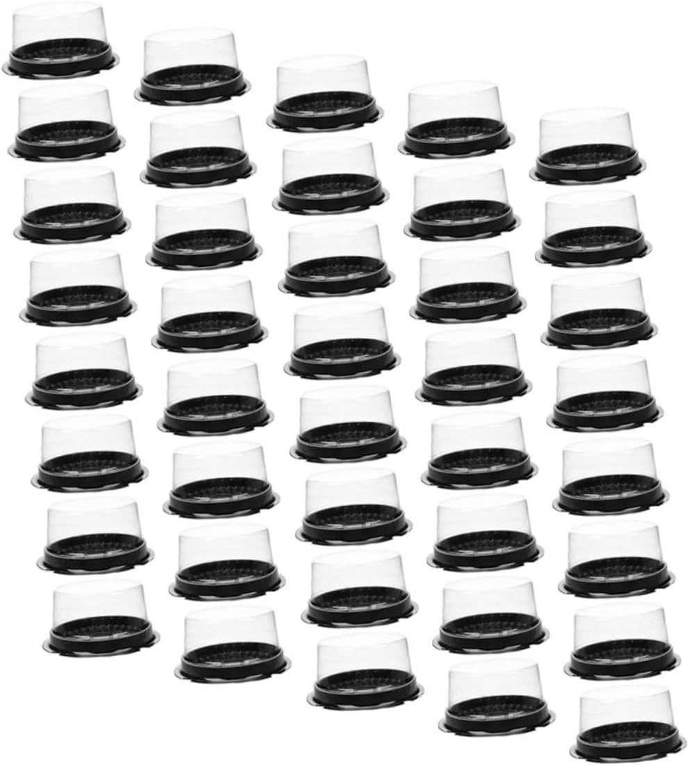 SECFOU Birthday Cake Box with Lid 100pcs Plastic Cake Carrier for Wedding and Party