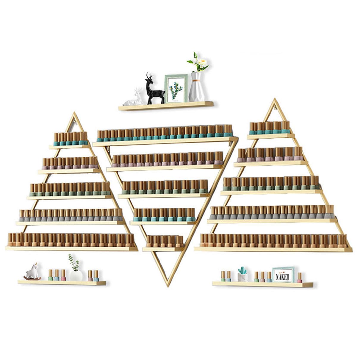 ZBJDX Nail Polish Rack Triangle Nail Polish Organizer Wall Mounted Essential Oil Perfume Storage Rack Combination Shelf for