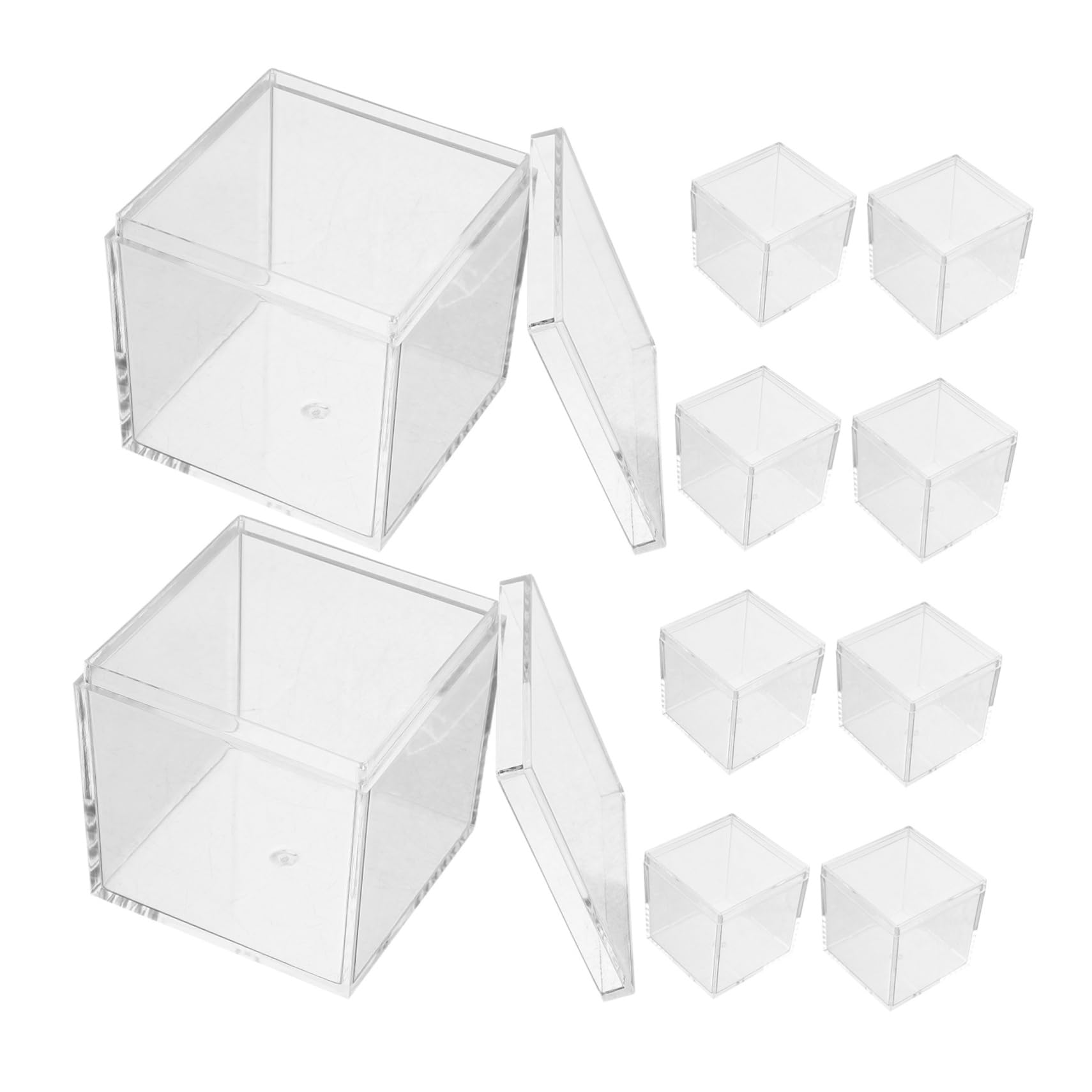 BELLIFFY 10pcs Square Acrylic Specimen Collection Boxes Lid Mini Display Case for Crystals