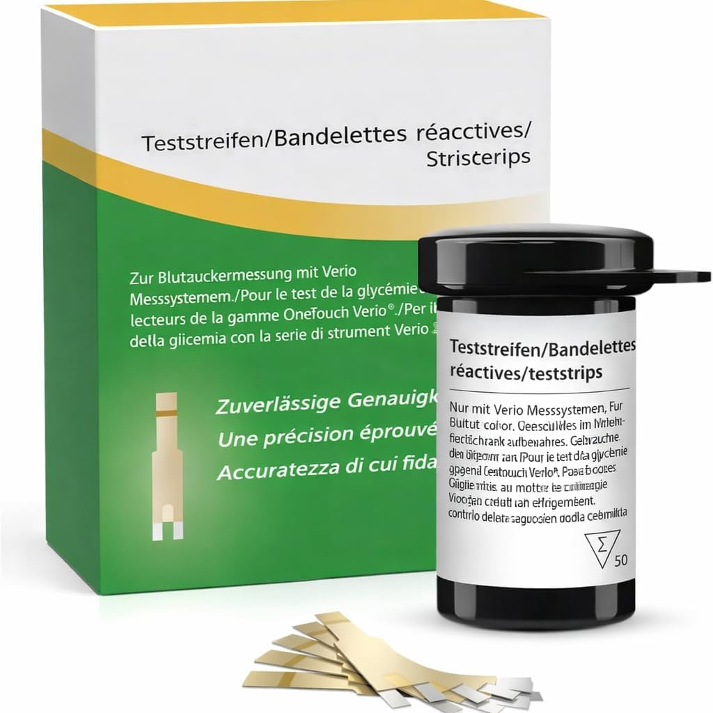 Blutzuckerteststreifen, 50 Stück, kompatibel mit Verio Glucose One Touchhh Messgeräten