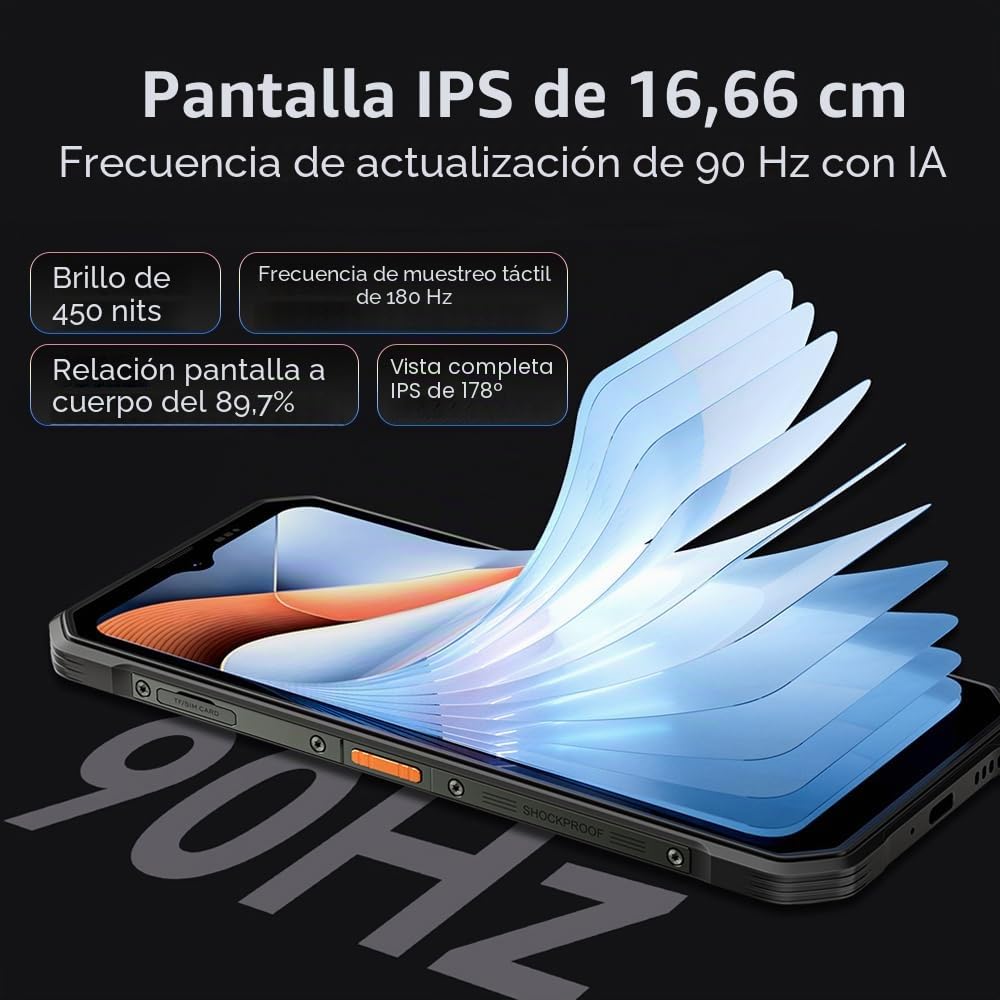 OSCALMarine 3 Movil Irrompible 2026, 24GB+256GB/2TB Teléfono Móvil Resistente IP68, 5000mAh, Android 15, 6.56" HD+ 90Hz, 16MP+13MP Cámara AI Smartphone Todoterreno, 4G/NFC/GPS/OTG/Gemini AI, Blanco