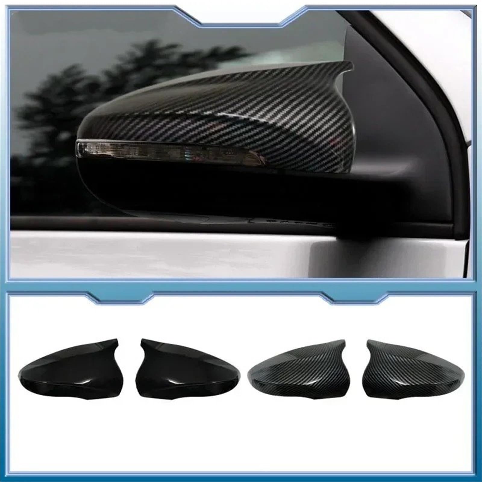 Abdeckungen Seitenspiegel Für VW Für Golf 6 MK6 Für GTI Für GTD 2009-2013 Spiegelgehäuse Mit Kohlefasermuster Schwarze Seitenflügel-Rückspiegelabdeckung Tür Spiegelkappen(Carbon Fiber Pattern)