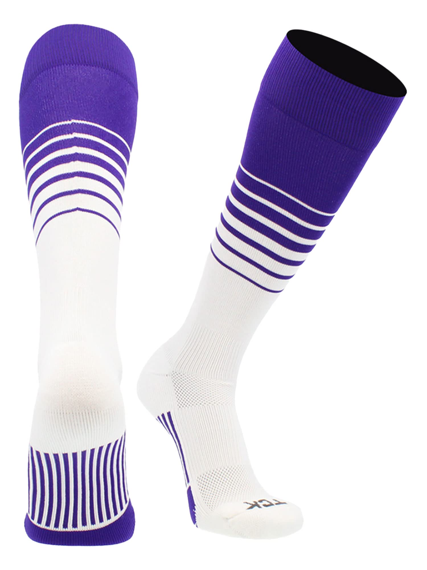TCK Elite Breaker Striped Socks | Over-the-Calf Soccer Baseball Softball Socks | Extra Stretch for Shin Guards | USA Made