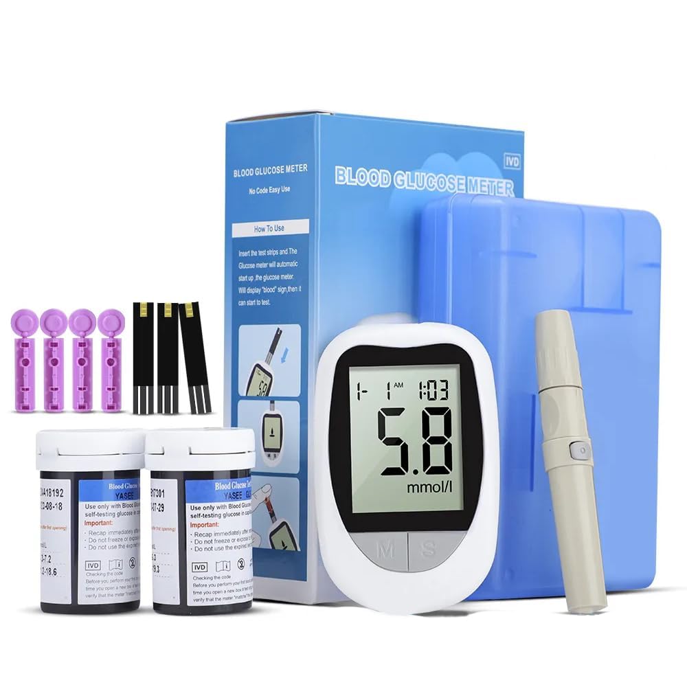 Blood Glucose Monitor Landing Device Kit with 100 Strips & 100 Lancets, Proudly Canadian Accurate Blood Sugar Meter Testing System, Carrying Case & Sealed Sterile Packaging for Medical Use