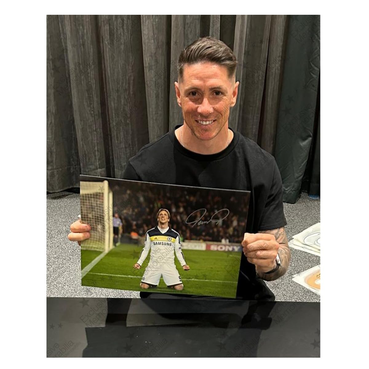 Exclusive Memorabilia Fernando Torres Signed Chelsea Football Photo: 2012 Semi-Final. Deluxe Frame
