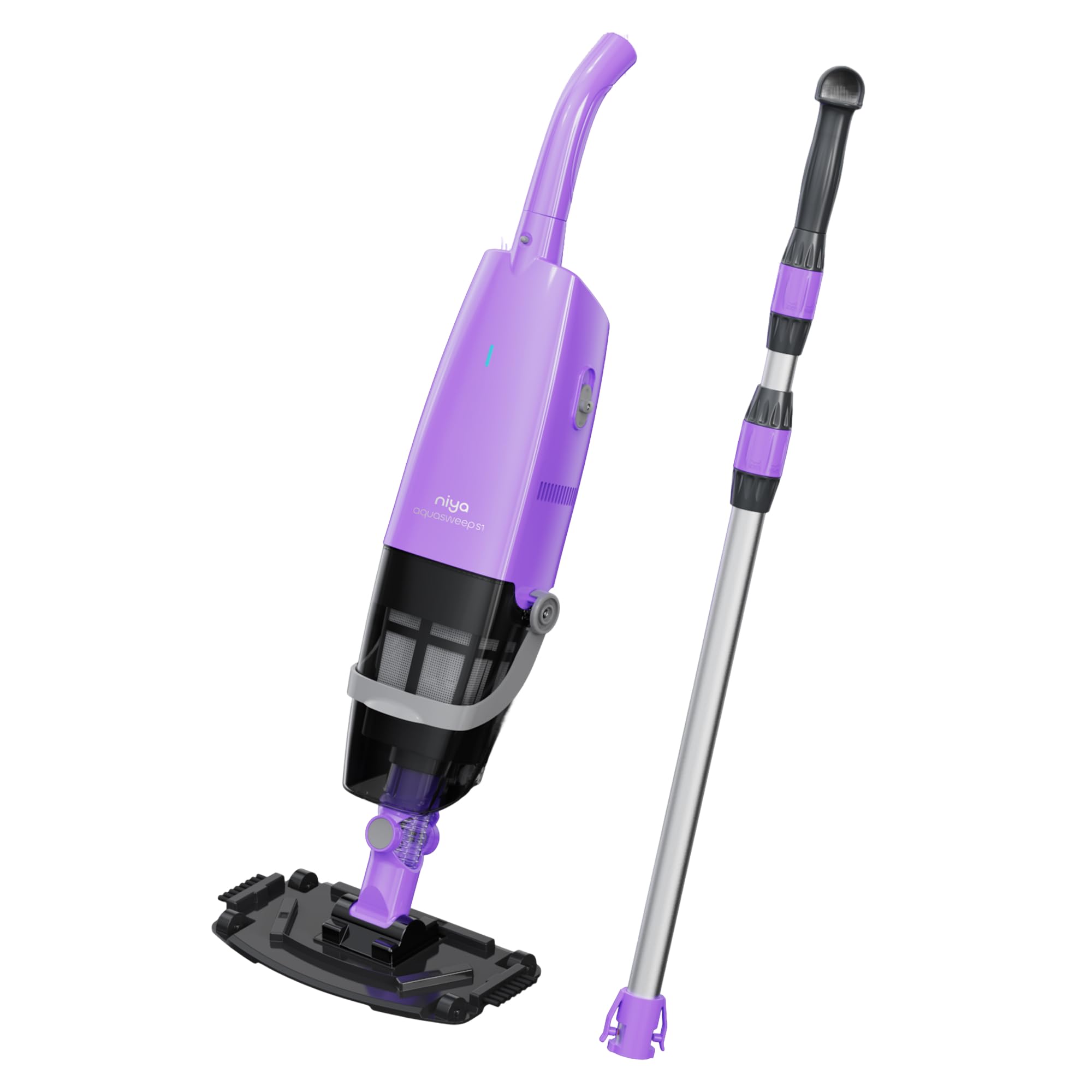 Niya AquaSweep S1 Aspirateur de Piscine sans Fil avec Manche télescopique, Aspiration puissante, Nettoyage des Coins Difficiles d’accès, Autonomie de 60 Min, pour Piscines Hors-Sol et enterrées, Spas