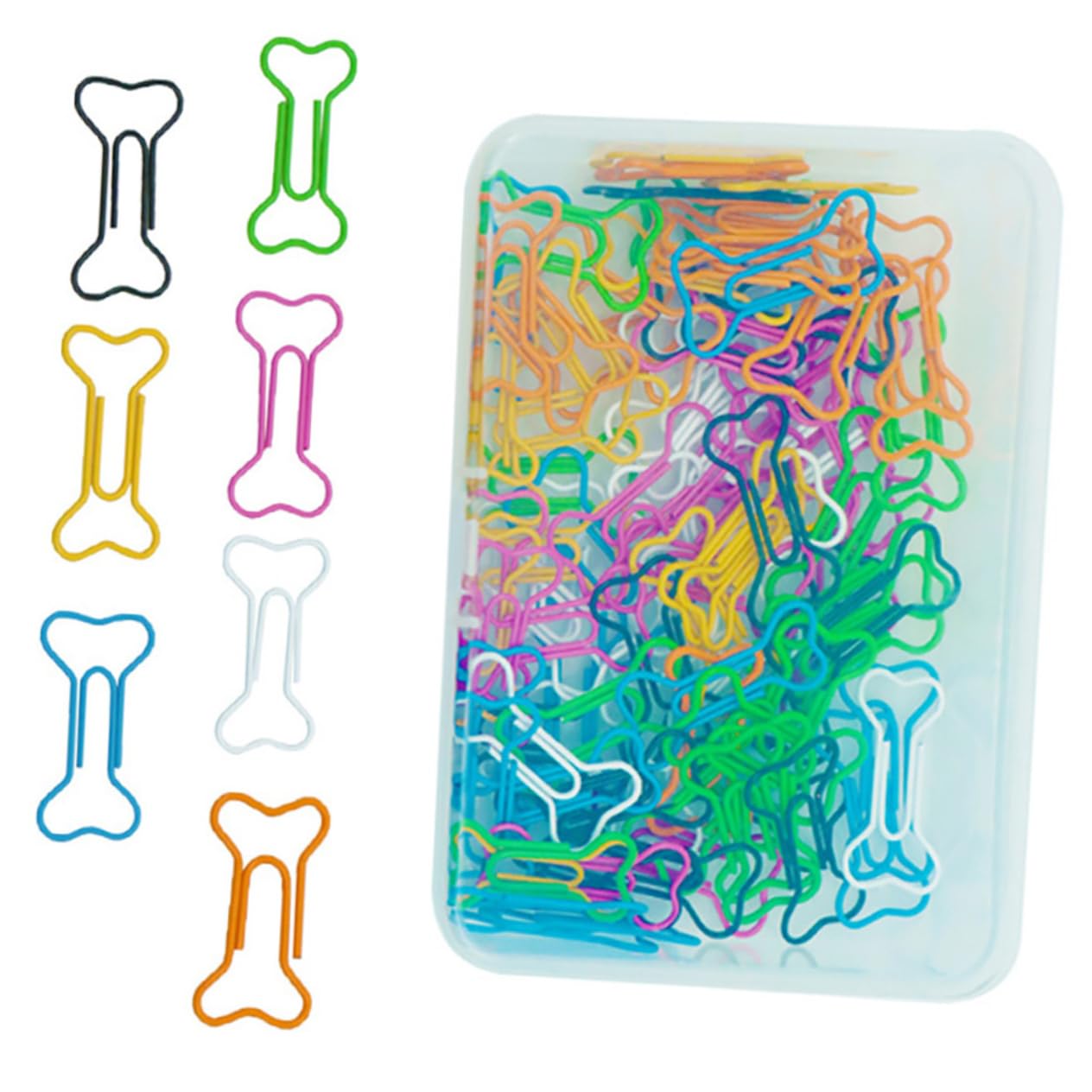 HOMSFOU 3 Set Piccole Graffette Per Graffette Per Ufficio Graffette Divertenti Graffette Alla Moda Pastello Per Compleanno Assortite A Forma Di Scheletro In Plastica 100 pezzi * 3