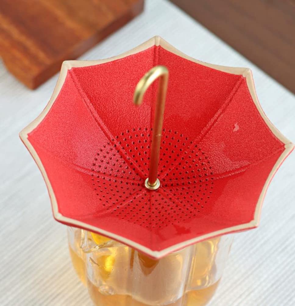 Infusor de té de malla fina de cerámica, infusor para té suelto, colador de malla fina, paraguas, decoración de mesa de té, filtro de té A05