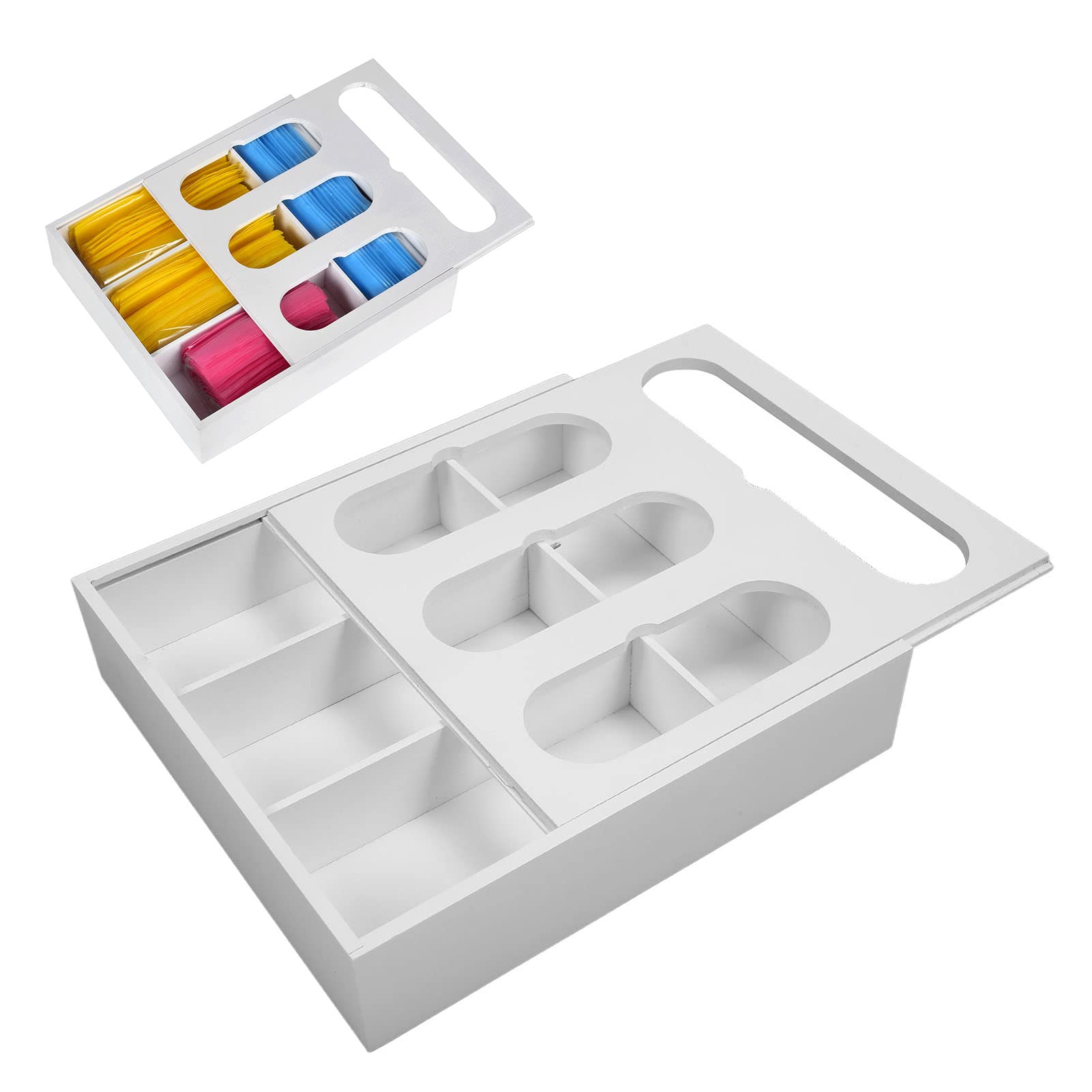 Organizzatore di sacchetti con chiusura a zip sacchetti di plastica organizzatori borse di stoccaggio alimentare organizzatore di cassetti contenitore design del cassetto lucido (Bianco)