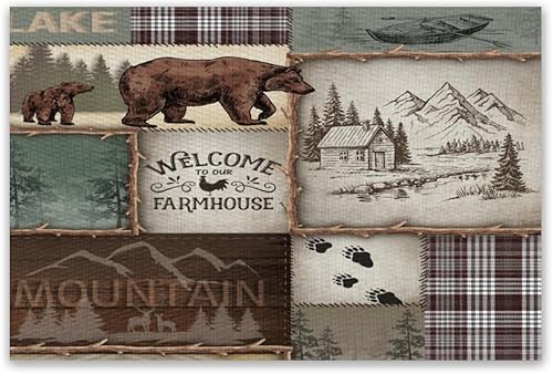 Vista 12 de Manteles individuales con estampado de vaca, manteles individuales con estampado de animales de granja en blanco y negro, con patrón de las tierras