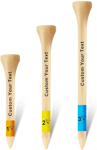 50 PCS Personalized Golf Tees, Custom Golf Tees with Name, Business Name, Golf Humor, 3 1/4" Inch Size Wood Golf Tee in A Pouch, Personalized Golf Gift, and Party Favors