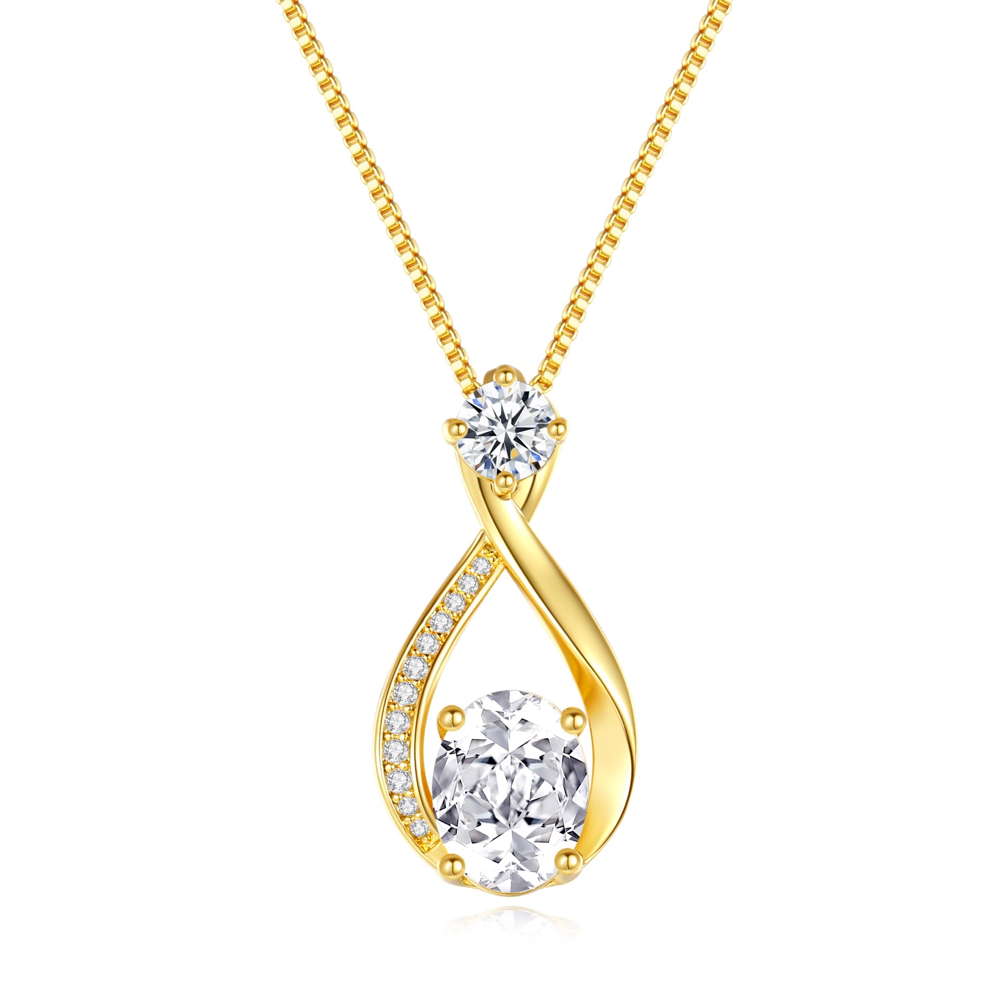 geweio 1.5CT Moissanite Infinity Pendant Necklace in Gift Box|Anniversary Wedding Gifts for Women Wife Her|S925 Sterling Silver 18K White Gold/Gold Filled|Jewelry for Birthday Christmas Valentines Day