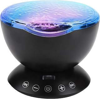 Night Light Lamp, DC5V / 1A Projection Lamp with Mini Speakers 2W Night Light Projector for Room Decor (Black)