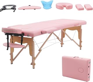 Massage Table Portable with Neck Stretcher, 84 inch Massage Bed Adjustable Lash Bed Tattoo Table for Eyelash Extensions Beauty(Table Only,Pink)