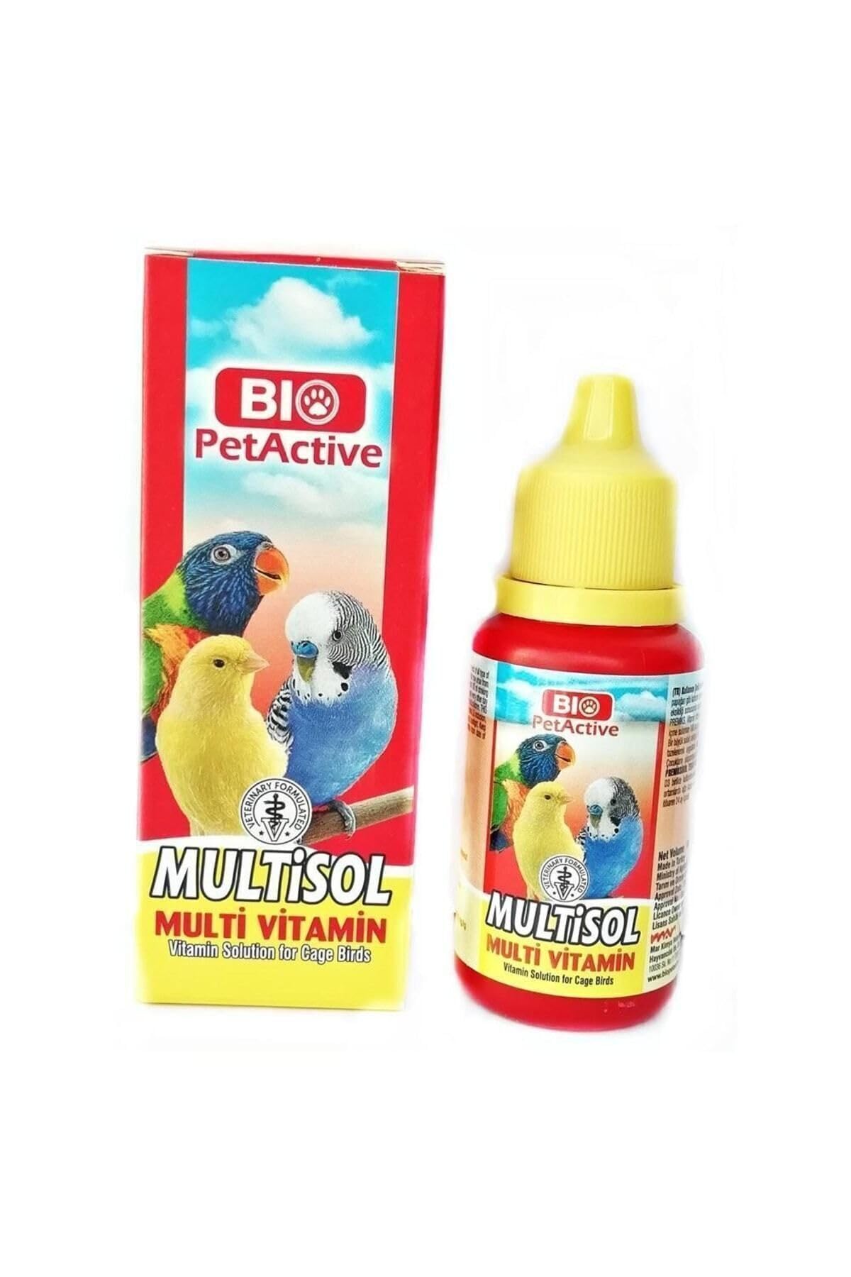 Multisol Multivitamin Kuş Vitamini, Papağan Kanarya Muhabbet Kuşu, 30 ml