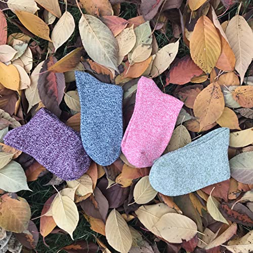 Image of JOYCA & CO. 3-5 Pairs Womens Multicolor Fashion Warm Wool Cotton Thick Winter Crew Socks