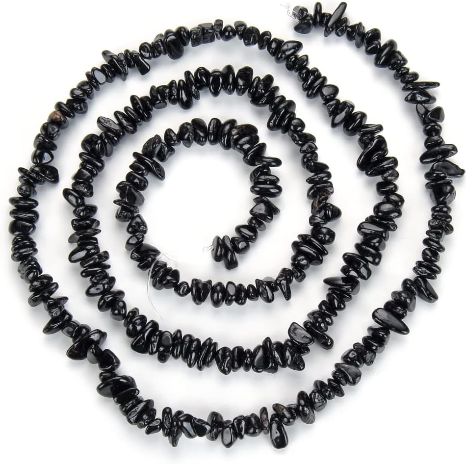 1 Strand Adabele Natural Black Tourmaline Gemstone Chip Loose Beads Drilled Hole Free Form 5mm-8mm Gem Stone Spacer 32 Inch for Jewelry Craft Making GZ1-38