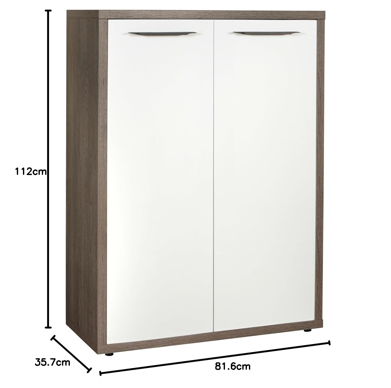 Composad | Mobile Contenitore della Linea DISEGNO con 2 Ante, Armadietto Portadocumenti da Archivio, (LxAxP) 81,60x112x35,70 cm, Rovere Sonoma e Bianco Laccato, Ufficio, Made in Italy