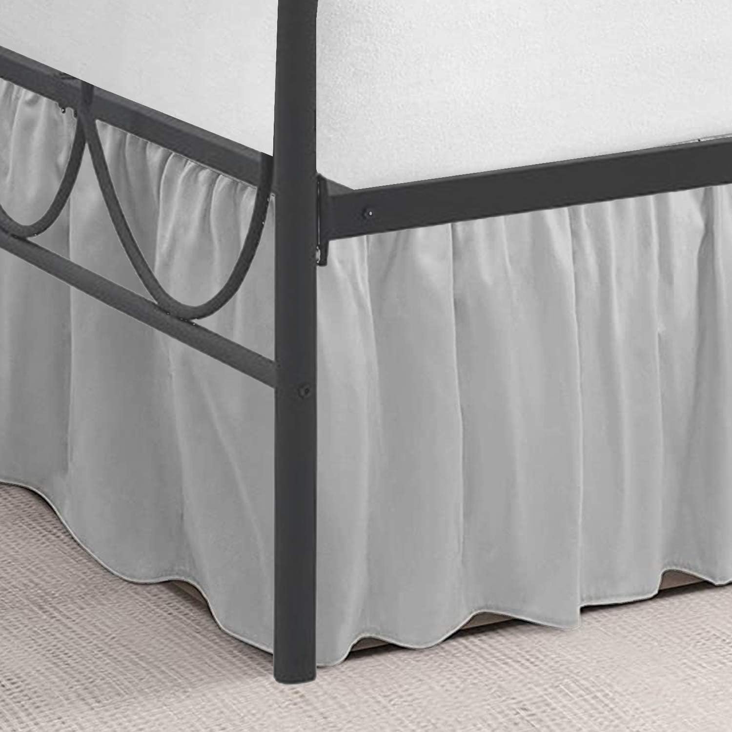 Yarns of Cotton Microfiber Bed Skirts for Day Beds - Split Corners Day Bedskirts - Platform Base Ruffled Bed Skirt - Microfiber Bed Sofa Daybed Skirt for Living/Guest Room (Twin 12" Drop, Silver)