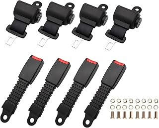 Universal Retractable Golf Cart Seat Belts Kit for Golf Cart Club Car EZGO Yamaha Go Kart ATV UTV Bus (Set of 4)