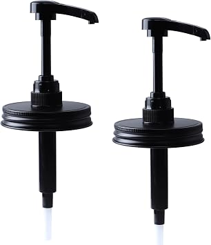 Wide Mouth Mason Jar Pump Dispenser Lid for Syrup Sauce Honey Pump Lid Coffee Syrup Lid Stainless Steel Food Grade Airtight & Leak-Proof- 2pc