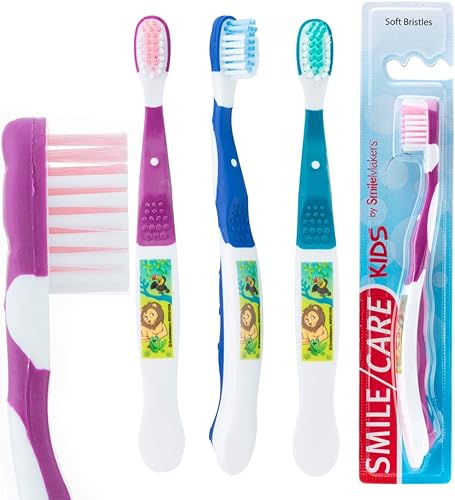 SmileMakers Youth Jungle Friends - Cepillos de dientes SmileCare - Productos de higiene dental - 48 por paquete