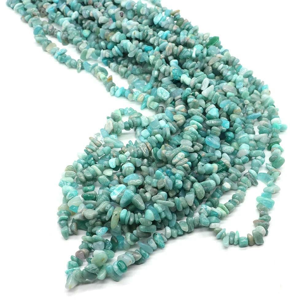 Natürliche blaue Amazonit-Splitter, Steinperlen, unregelmäßige Kieskristallperlen zur Schmuckherstellung, DIY-Armband, Halskettenzubehör – Blauer Amazonit – 10 Stück (ca. 81 cm)