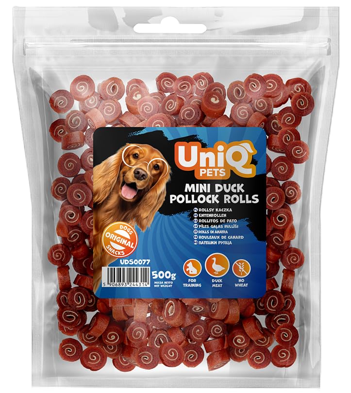 UniQ Pets Hundeleckerli glutenfrei mit Ente weiche 500g Hundesnacks für kleine Hunde große Welpen Trainingsleckerli kalorienarme Leckerli Hund Leckerlis Kaustangen