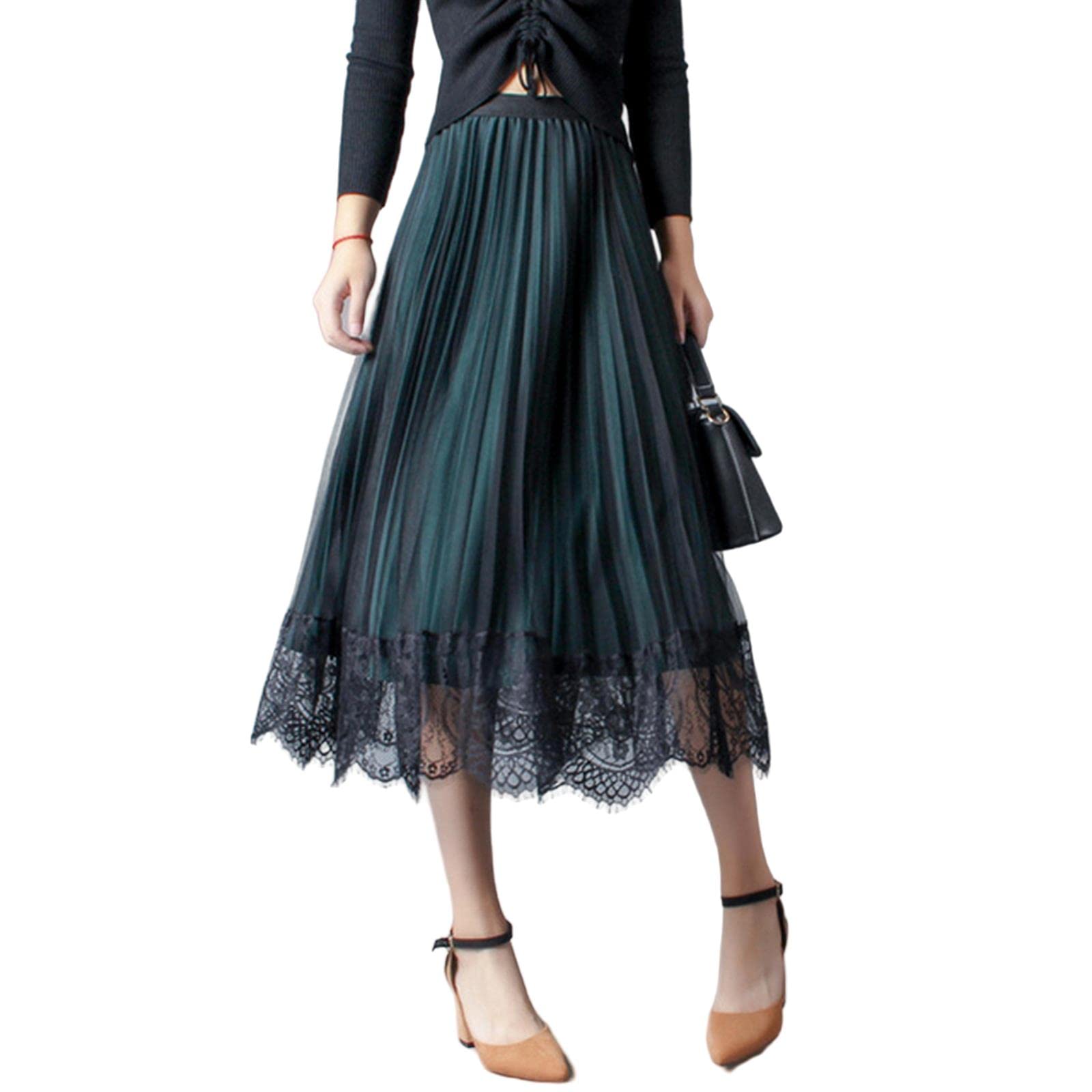 Falda larga de gasa para mujer, falda de verano elegante, suelta, midi de cintura alta, faldas florales para mujer