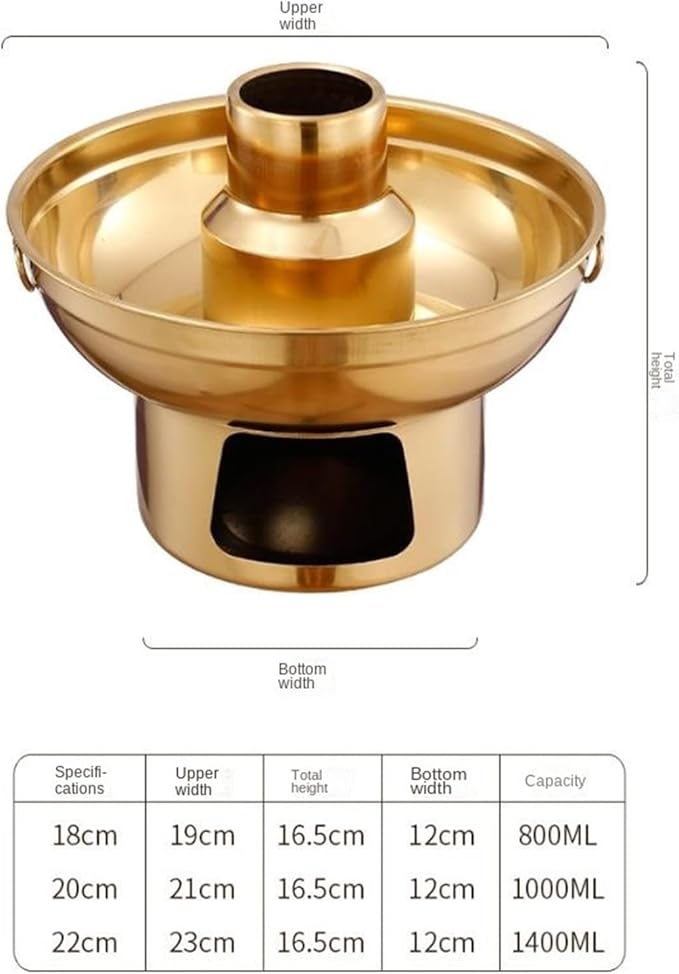 Olla para Hot Pot de Acero Inoxidable, 20 cm, Dorada miniatura 3