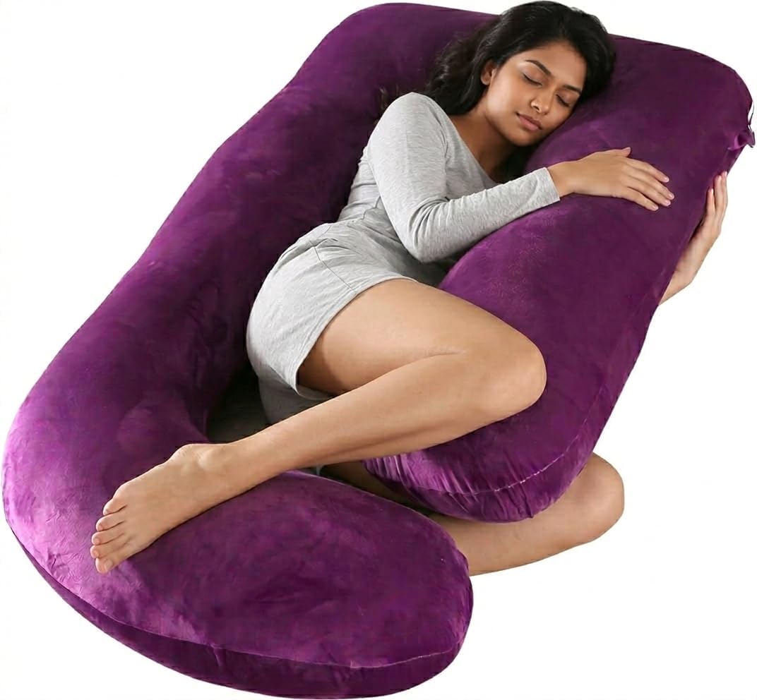 Pregnancy Pillow for Sleeping, Full Body Hip Support Pillow with Removable Washable Cover for Maternity Comfort Maternity Pillow for Pregnant Women,Purple-image-14