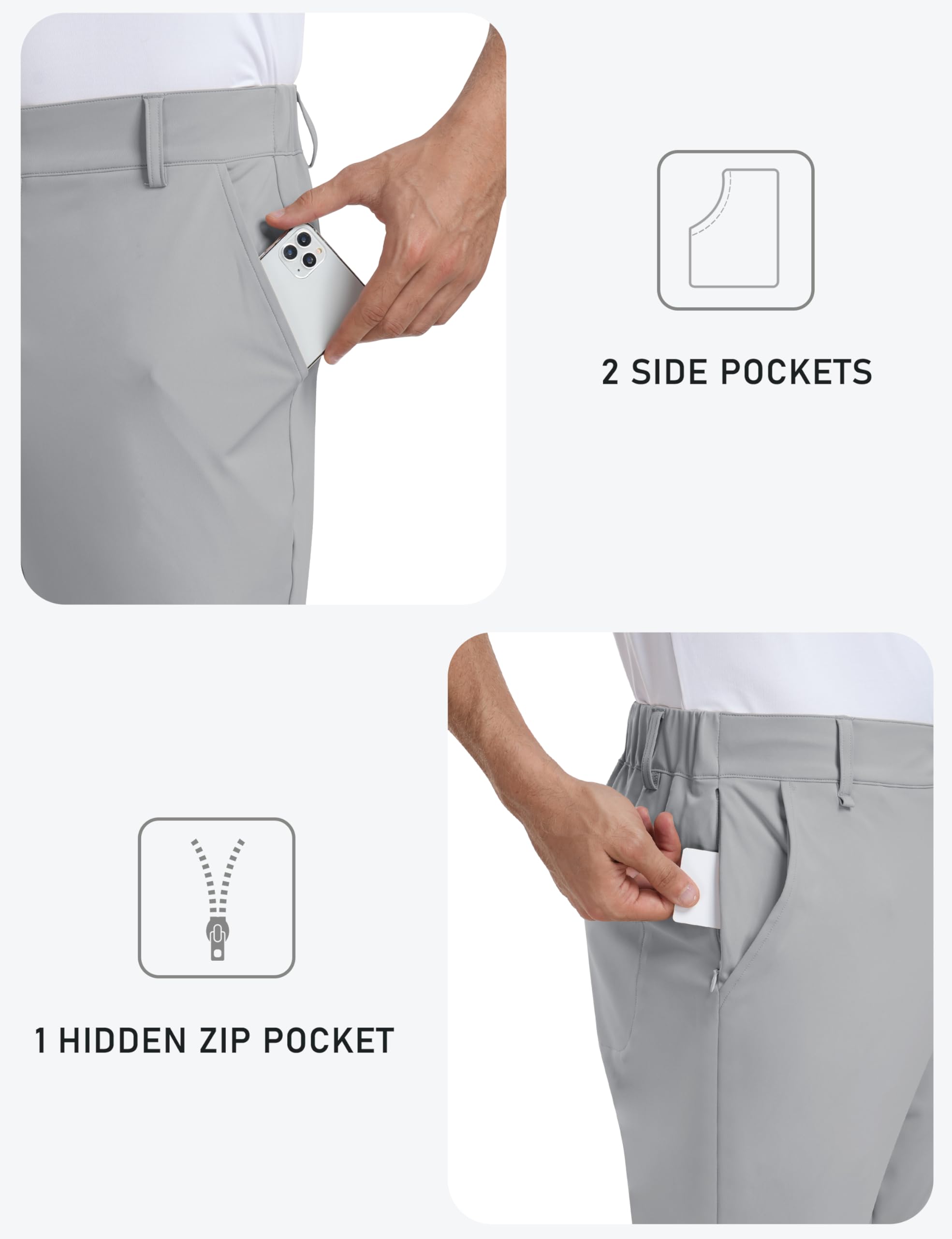 MoFiz Pantalon de Golf Homme Extensible Pantalon de Travail Décontracté Coupe Ajustée Stretch Sport Pants 30"/32" avec 5 Poches