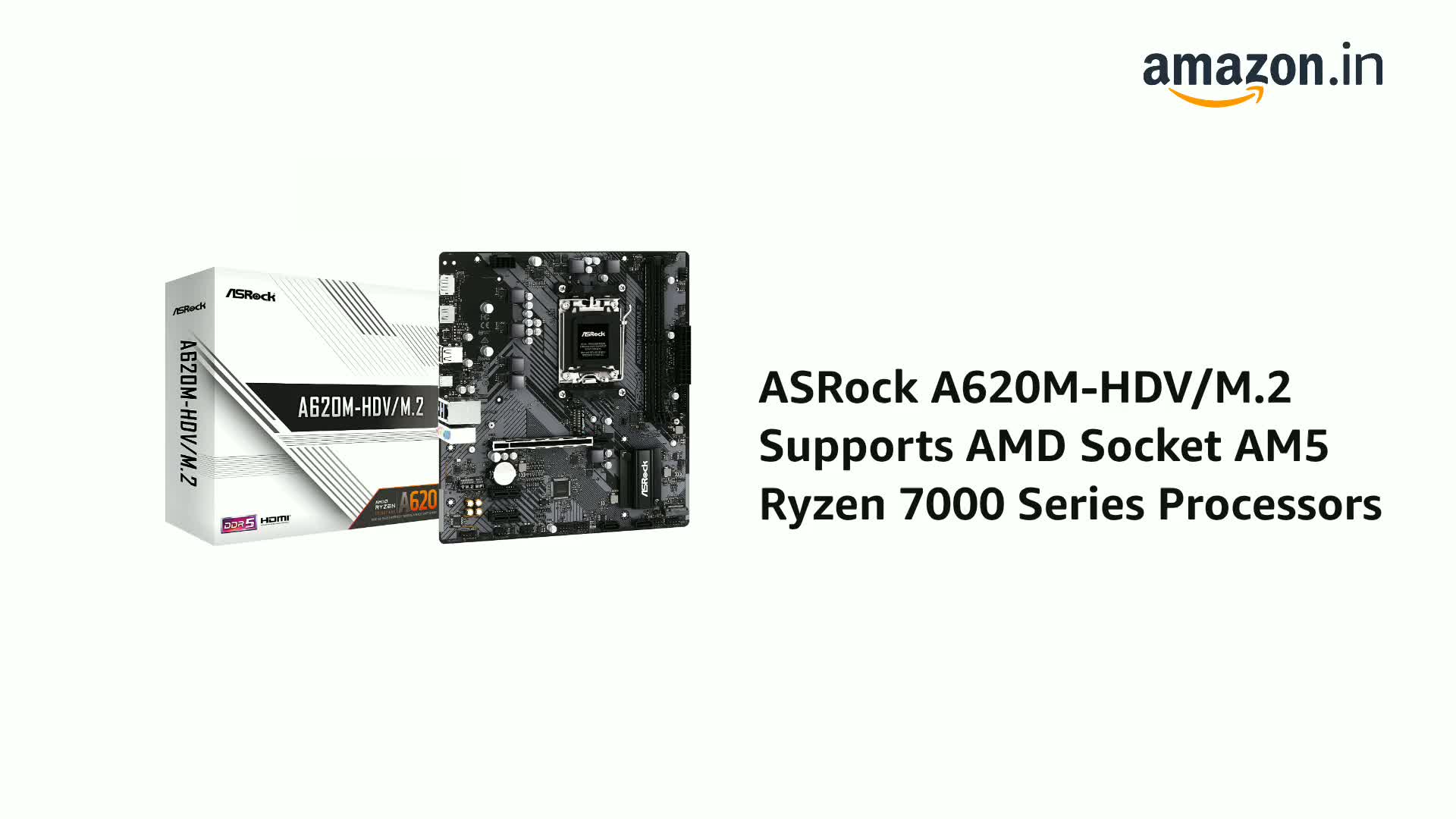 ASRock A620M-HDV/M.2 Supports AMD Socket AM5 Ryzen 7000 Series