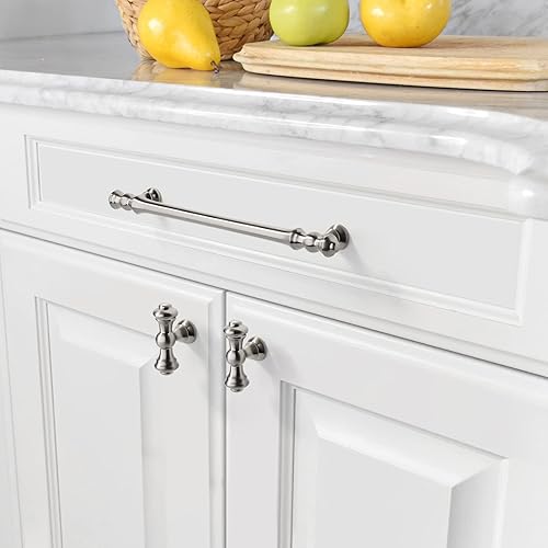 Miniatura 3 de Asidrama Paquete de 10 manijas de gabinete de cocina de níquel satinado cepillado de 6.3 pulgadas (6.299 in), tiradores de gabinete, accesorios de