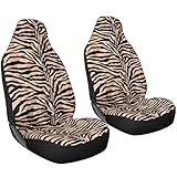 Oxgord 2pc Integrated Zebra Bucket Seat Covers, Universal Fit for Car/Truck/Van/SUV, Brown & Black