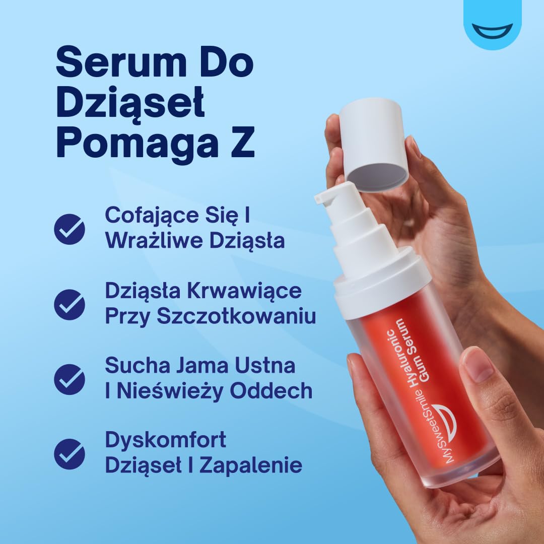 MySweetSmile Serum Do Dziąseł z Kwasem Hialuronowym HA+ - Łagodzi I Nawilża Dziąsła - Redukuje Zapalenie Dziąseł - Miętowy Smak - Naprawa Dziąseł - Nagroda IndyBest - 30ml