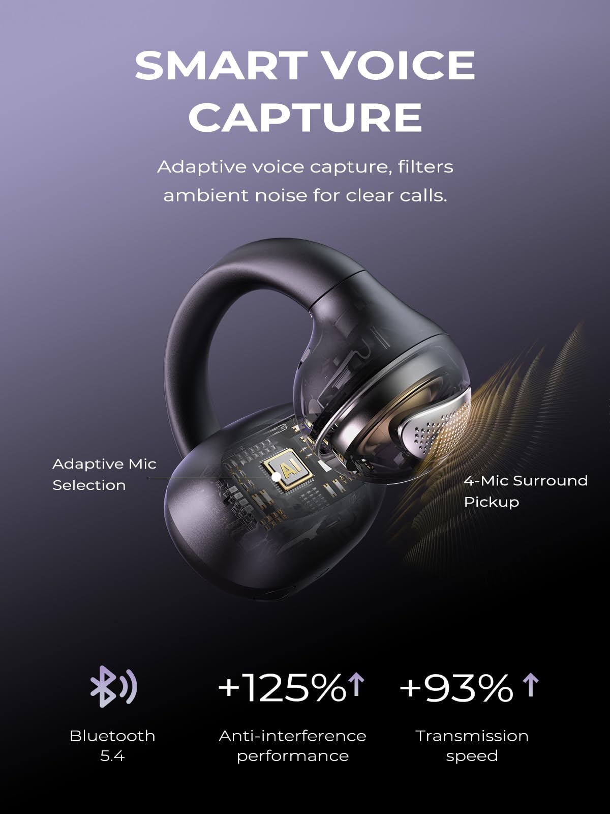 Haowolf Auriculares de oreja abierta, Bluetooth 5.4, auriculares de conducción ósea, inalámbricos, con clip, 5.7 g, ultraligeros