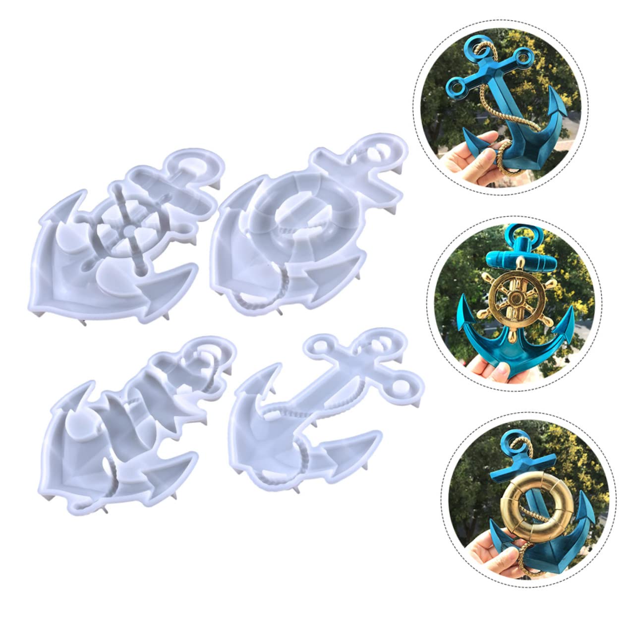 4piezas Molde De Silicona Para Decoración De Pared Forma De Ancla Para Manualidades y Epoxi Moldes De Silicona Flexibles y Antiadherentes Para Creaciones Artesanales