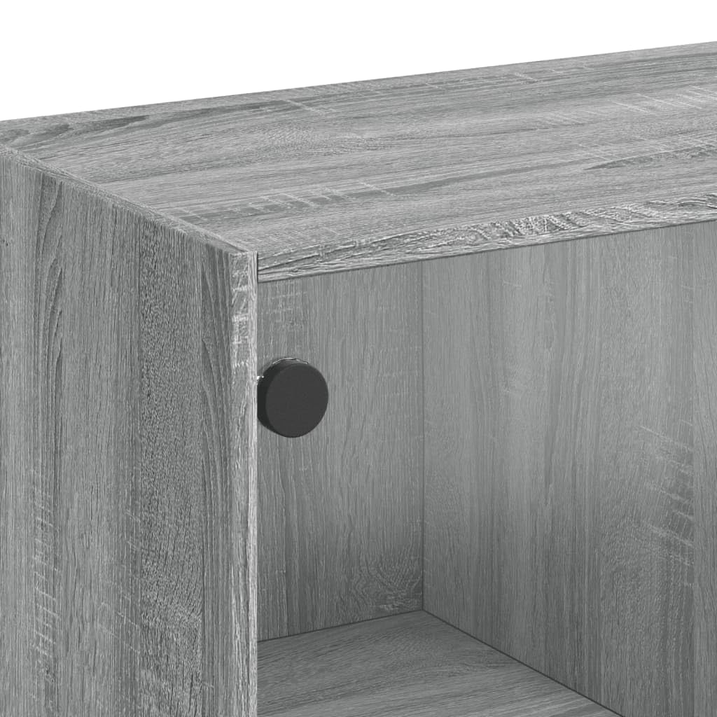 ZEYUAN Beistellschrank mit Glastüren Grau Sonoma 68x37x75,5 cm, Schrank Klein, Flurschrank, Kommode, Vorratsschrank, Flurschrank, Badezimmerschrank, Kleinmöbel - 836425